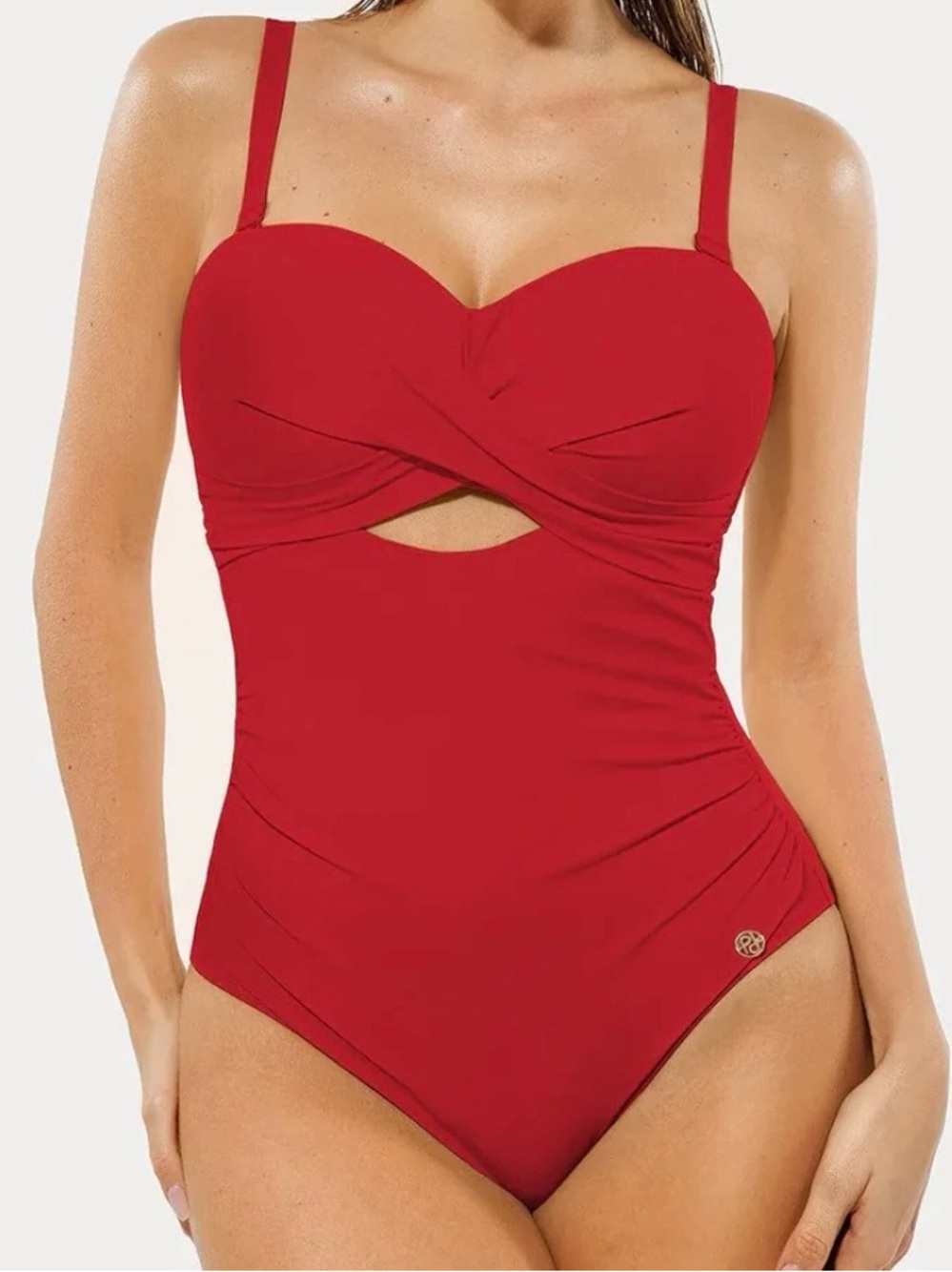 Popilush Twist & Shirred Sculpting One-Piece With Removable Straps